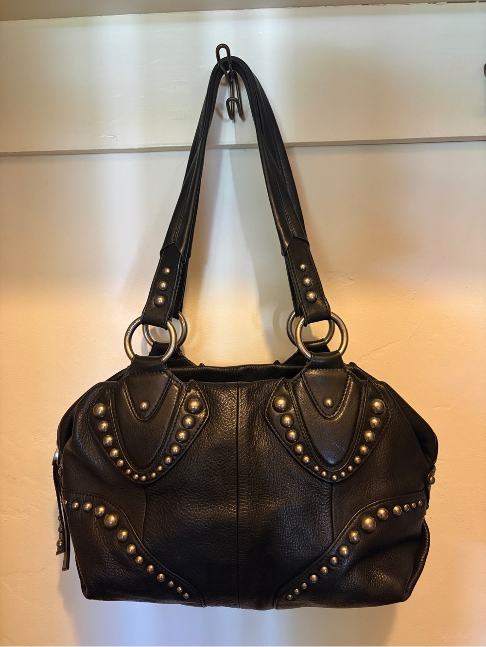 B Makowsky Black Leather Shoulder Bag